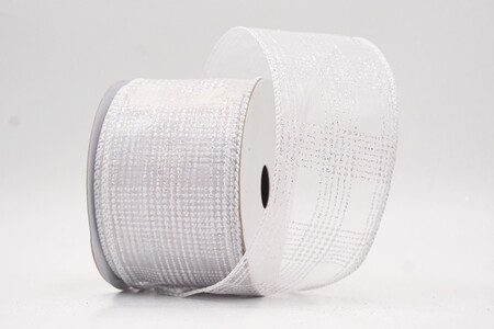 White  Classic Plaid Check Wired Ribbon_KW0464GC-1-1